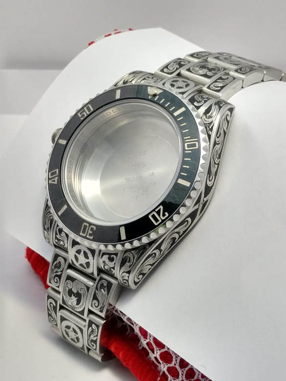hand engraved rolex men's watch