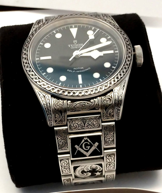 Hand Engraved Watch Tudor Rolex watches